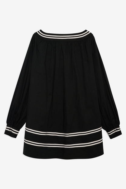 Helena Poplin Long Sleeve Mini Dress - Black | For Love and Lemons