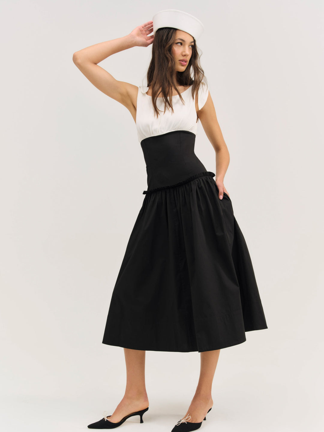 Helena Poplin Midi Dress - Black | For Love and Lemons