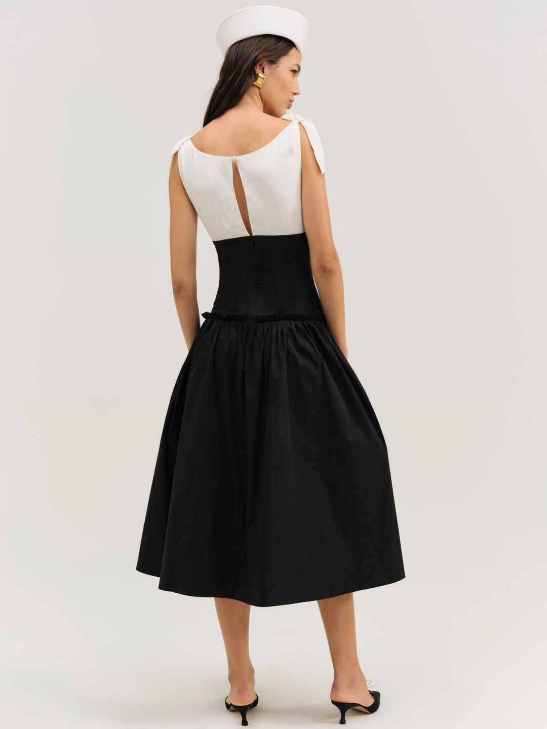 Helena Poplin Midi Dress - Black | For Love and Lemons