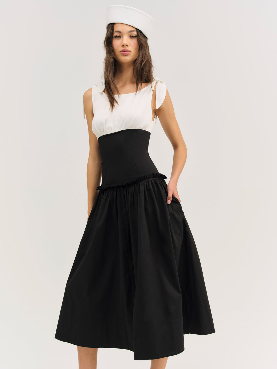 Helena Poplin Midi Dress - Black | For Love and Lemons