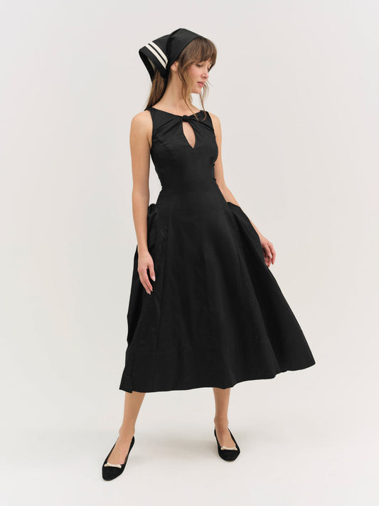 Evanie Structured Midi Dress - Black | For Love and Lemons
