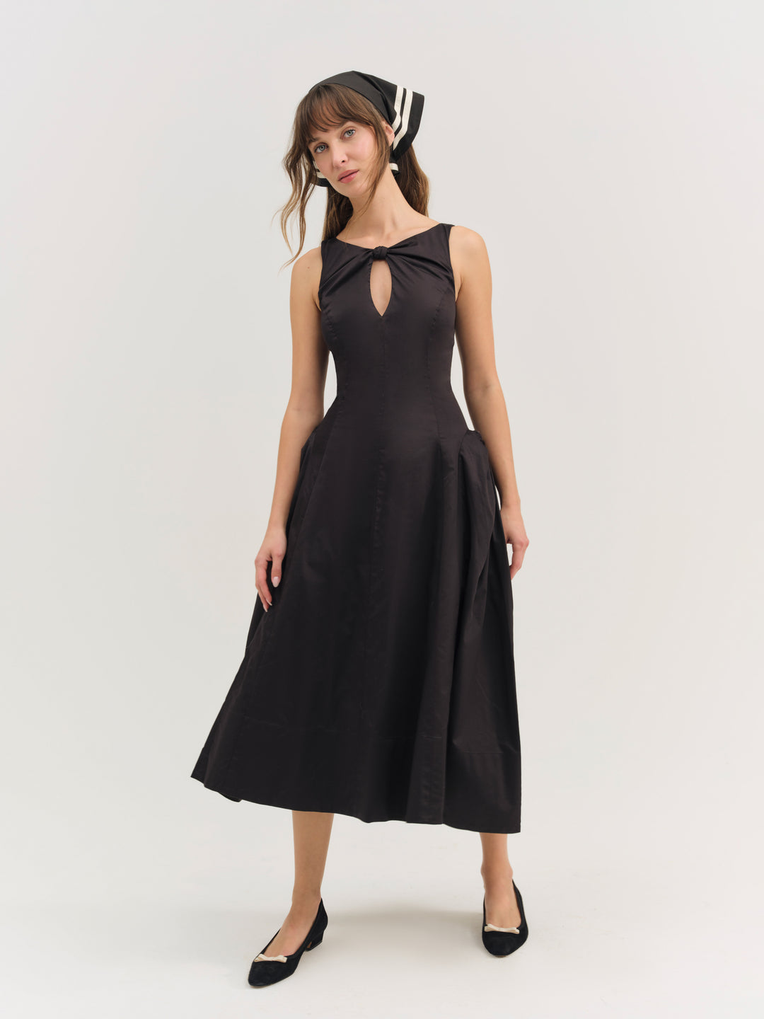 Evanie Structured Midi Dress - Black | For Love and Lemons