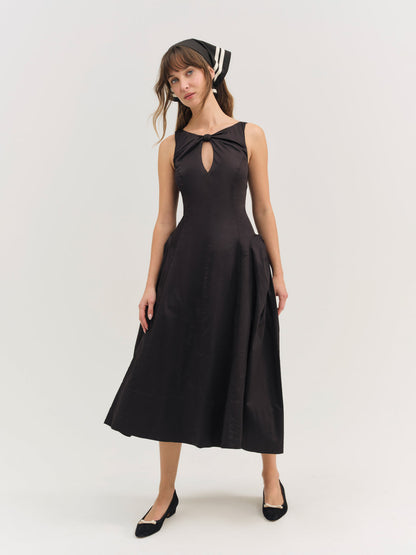 Evanie Structured Midi Dress - Black | For Love and Lemons