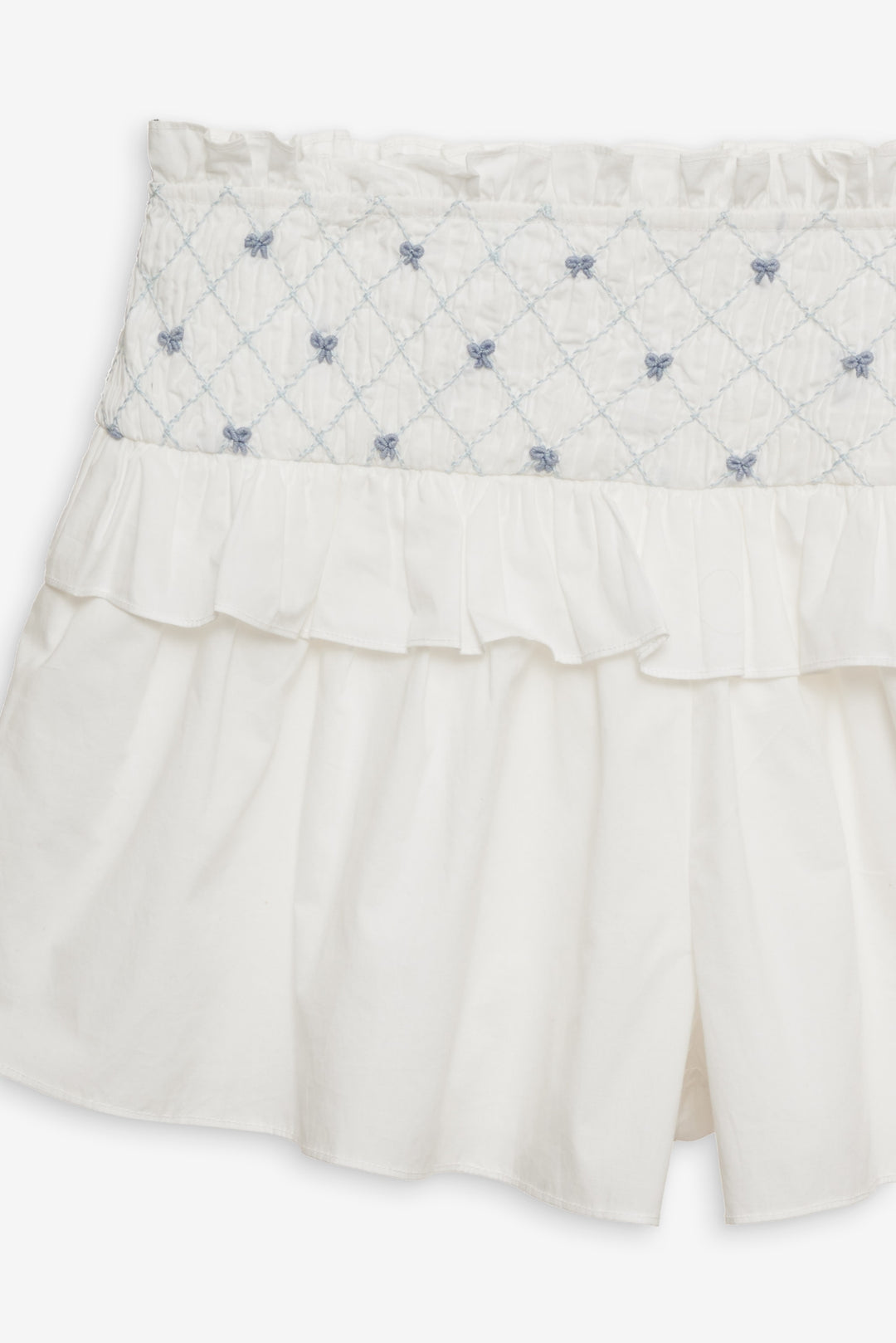 Birdie Bow Smocked Short - White | For Love and Lemons