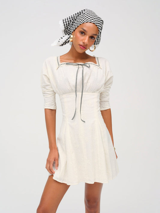 Baby Daisy Poplin Mini Dress - White | For Love and Lemons