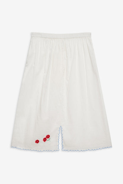 Forget Me Not Embroidery Midi Skirt - White | For Love and Lemons