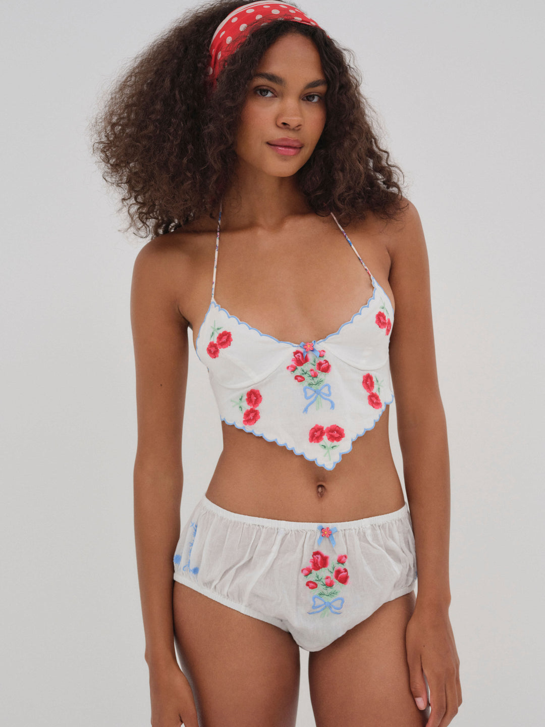 Forget Me Not Embroidery Bloomer Panty - White | For Love and Lemons