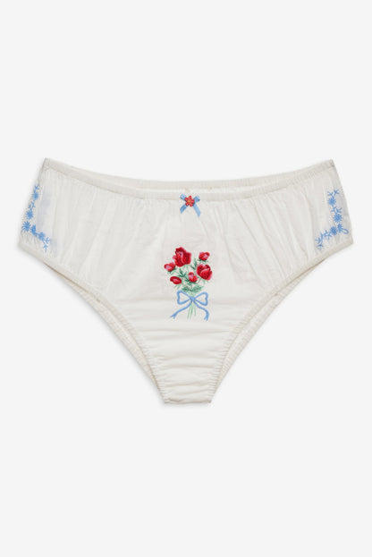 Forget Me Not Embroidery Bloomer Panty - White | For Love and Lemons