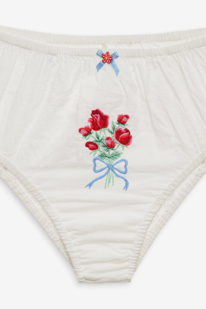Forget Me Not Embroidery Bloomer Panty - White | For Love and Lemons