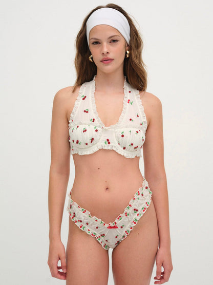 Beaded Cherries Underwire Bra - Red | For Love and Lemons