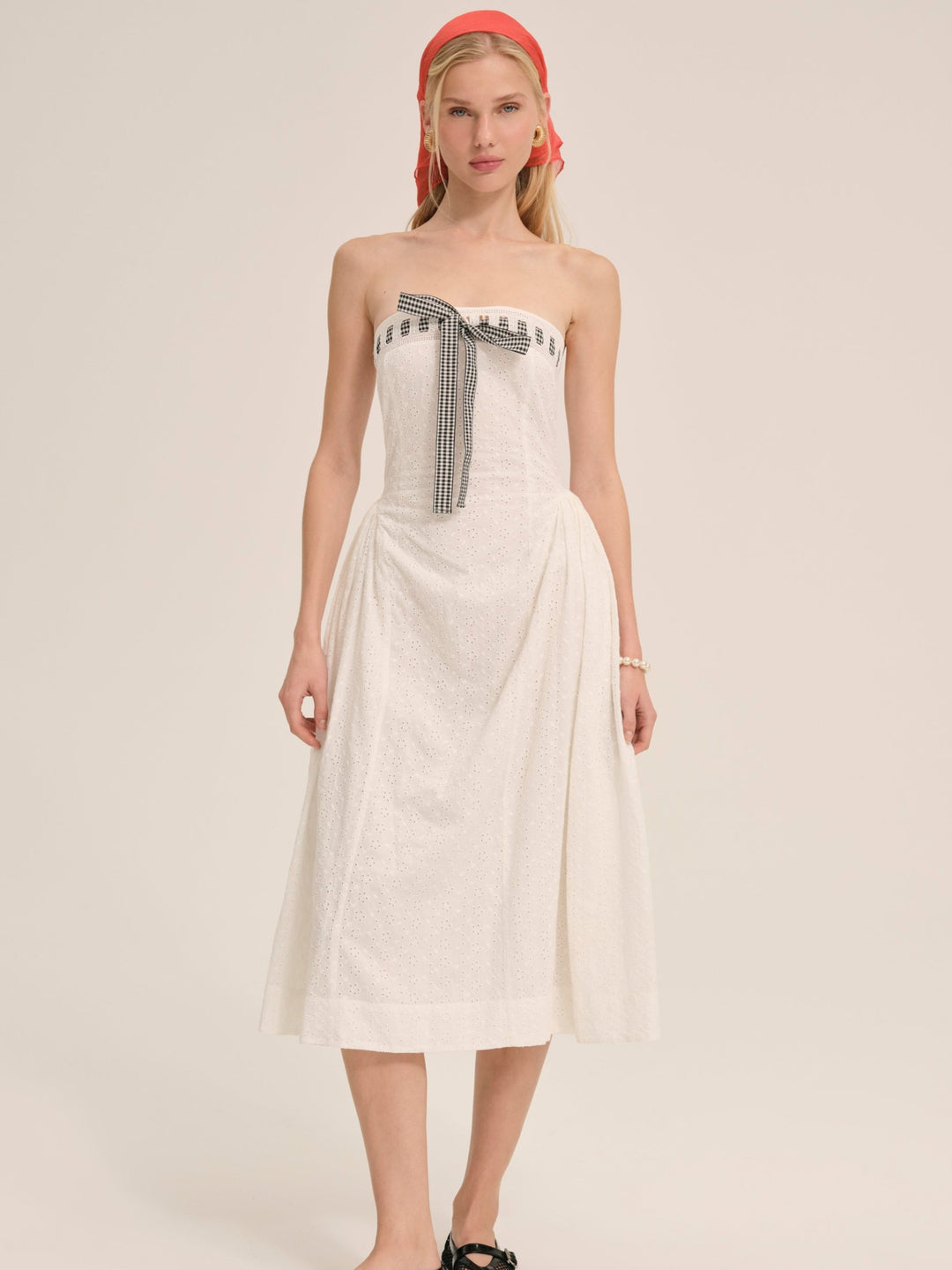 Rosie Ribbon Midi Dress - White | For Love and Lemons