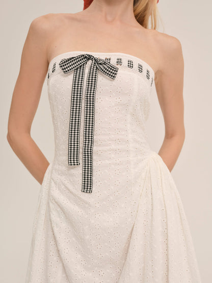 Rosie Ribbon Midi Dress - White | For Love and Lemons