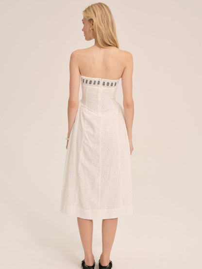 Rosie Ribbon Midi Dress - White | For Love and Lemons