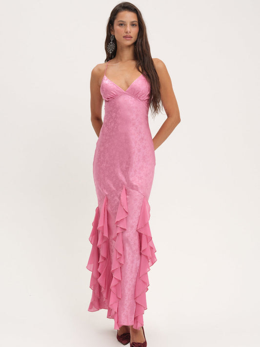 Elea Silk Maxi Dress - Rose | For Love and Lemons