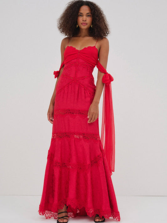 Rita Lace Gown - Red | For Love and Lemons