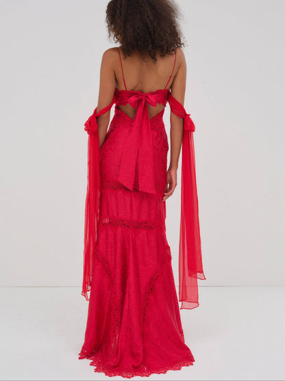 Rita Lace Gown - Red | For Love and Lemons
