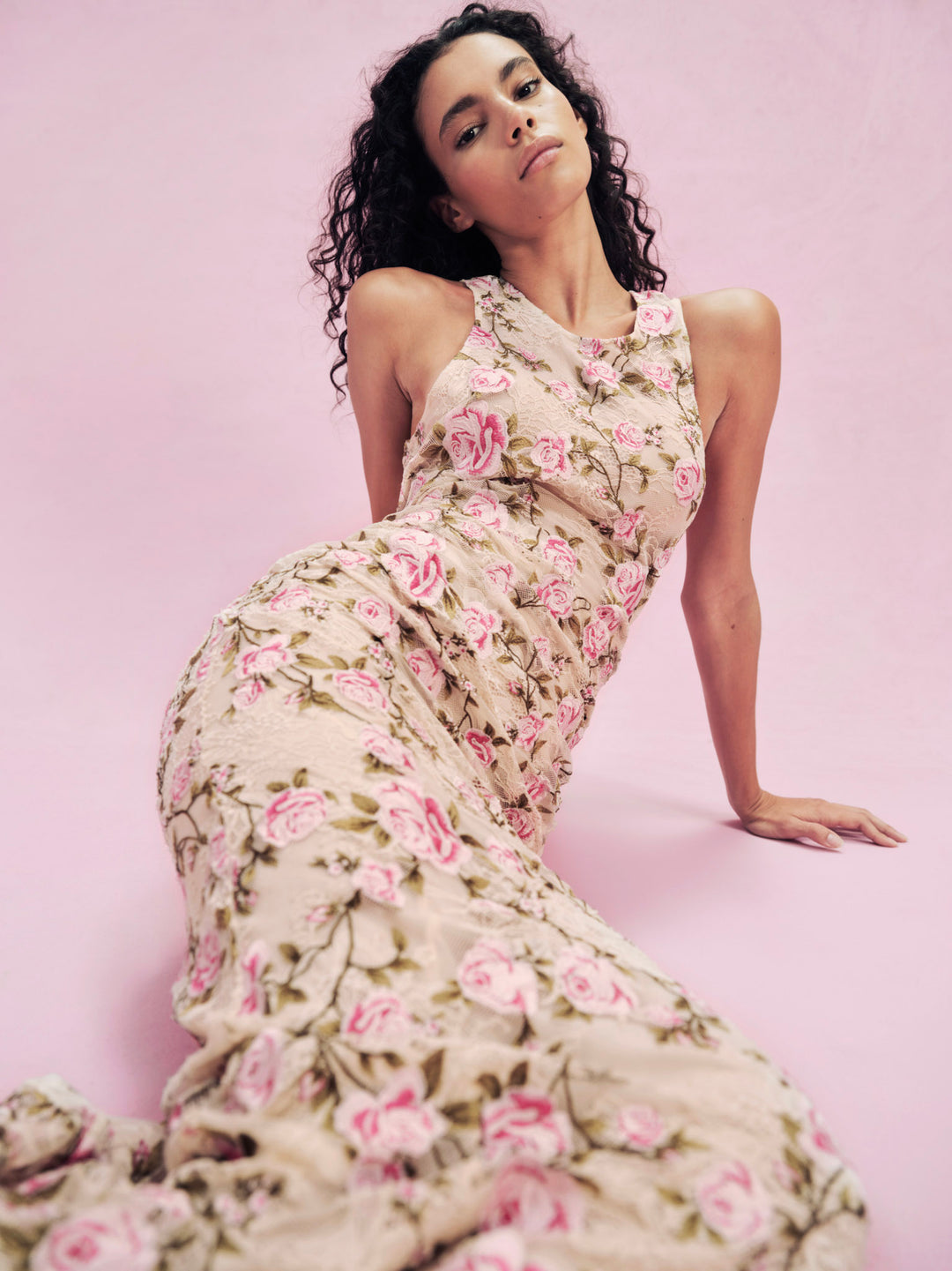 Esme Rose Embroidered Gown - Pink | For Love and Lemons
