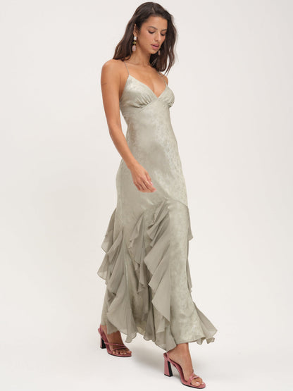 Elea Silk Maxi Dress - Sage | For Love and Lemons