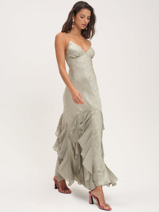 Elea Silk Maxi Dress - Sage | For Love and Lemons