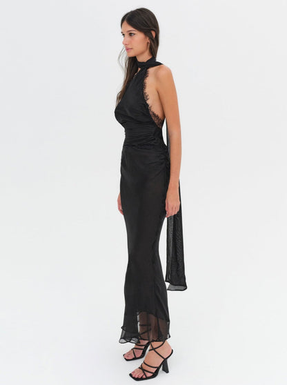 Angela Chiffon Maxi Dress - Black | For Love and Lemons