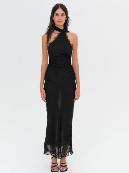 Angela Chiffon Maxi Dress - Black | For Love and Lemons