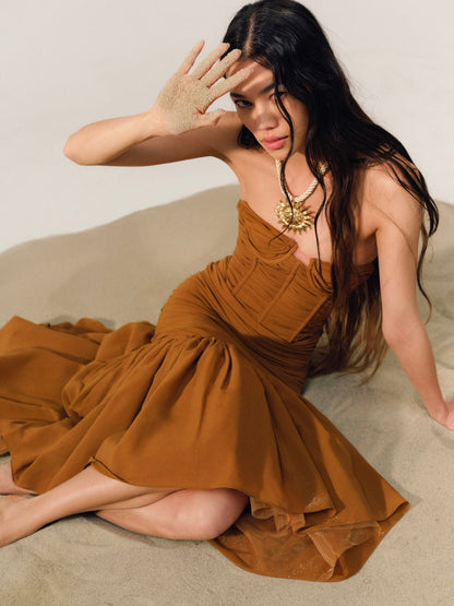 Serafina Gown - Brown | For Love and Lemons