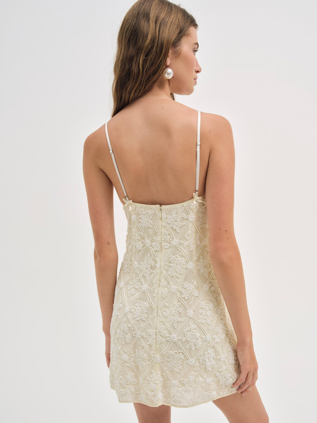 Bridget Beaded Mini Dress - Cream | For Love and Lemons