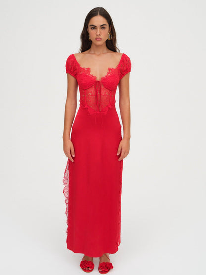 Casey Maxi Dress - Red | For Love and Lemons