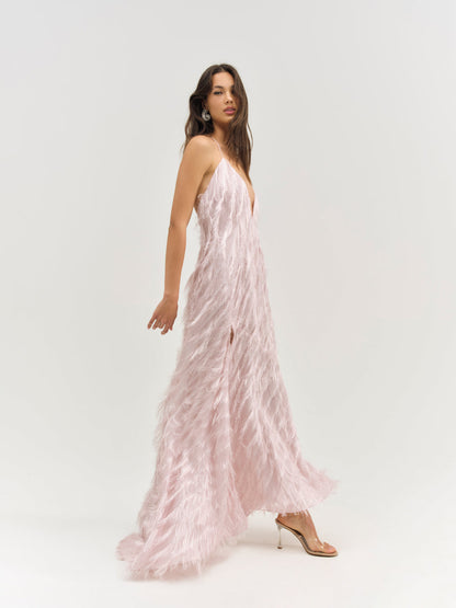 Heidi Fringe Maxi Dress - Pink | For Love and Lemons