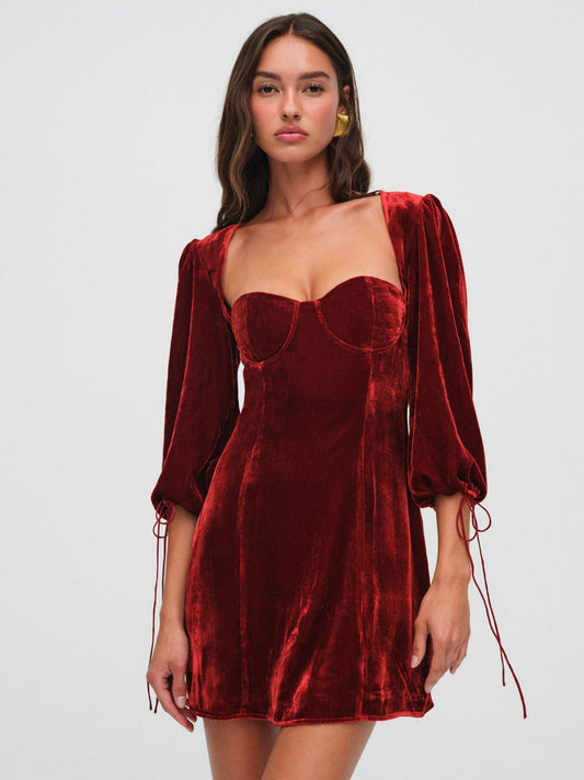 Nadine Velvet Mini Dress - Red | For Love and Lemons