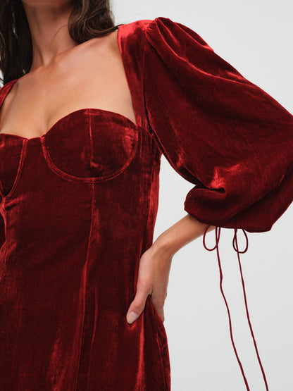 Nadine Velvet Mini Dress - Red | For Love and Lemons