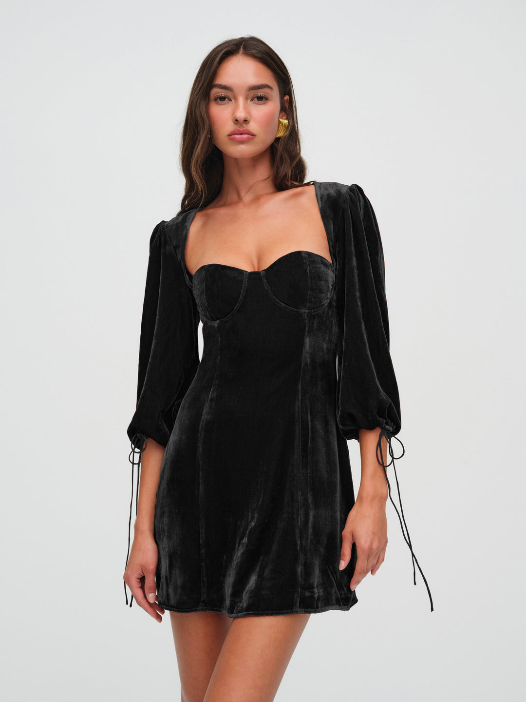 Nadine Velvet Mini Dress - Black | For Love and Lemons