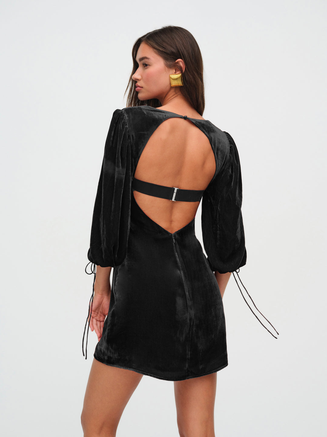 Nadine Velvet Mini Dress - Black | For Love and Lemons
