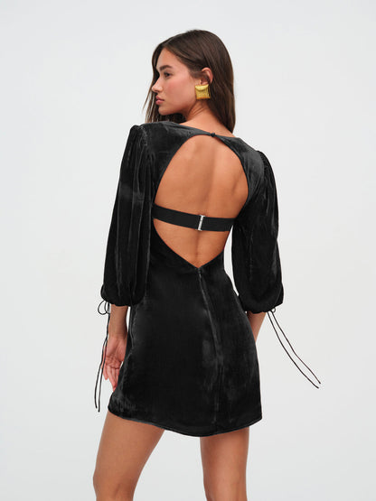 Nadine Velvet Mini Dress - Black | For Love and Lemons