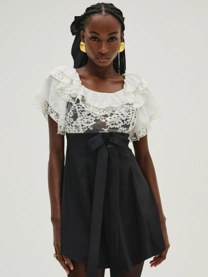 Holiday Lace Mini Dress - White | For Love and Lemons