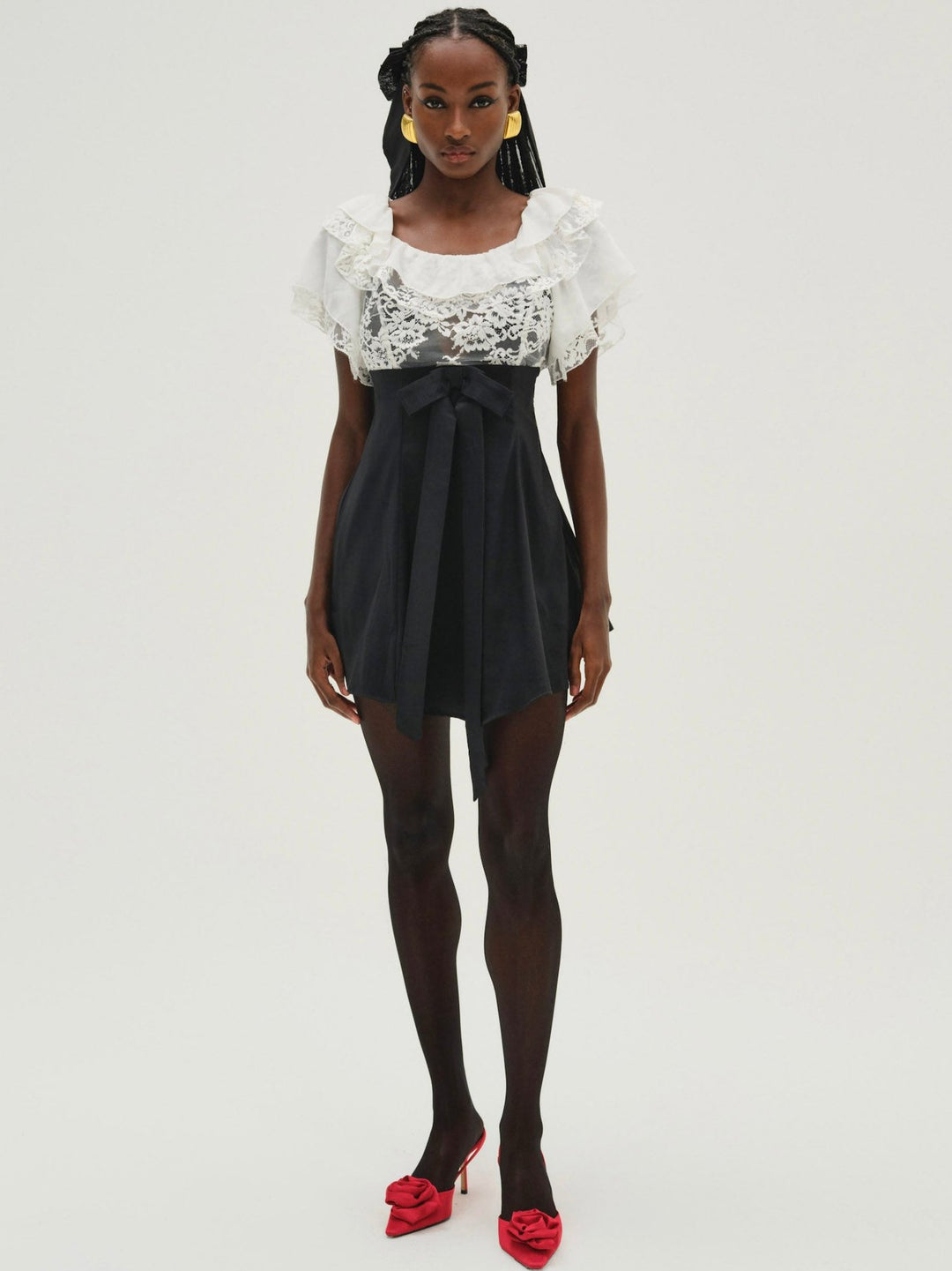 Holiday Lace Mini Dress - White | For Love and Lemons