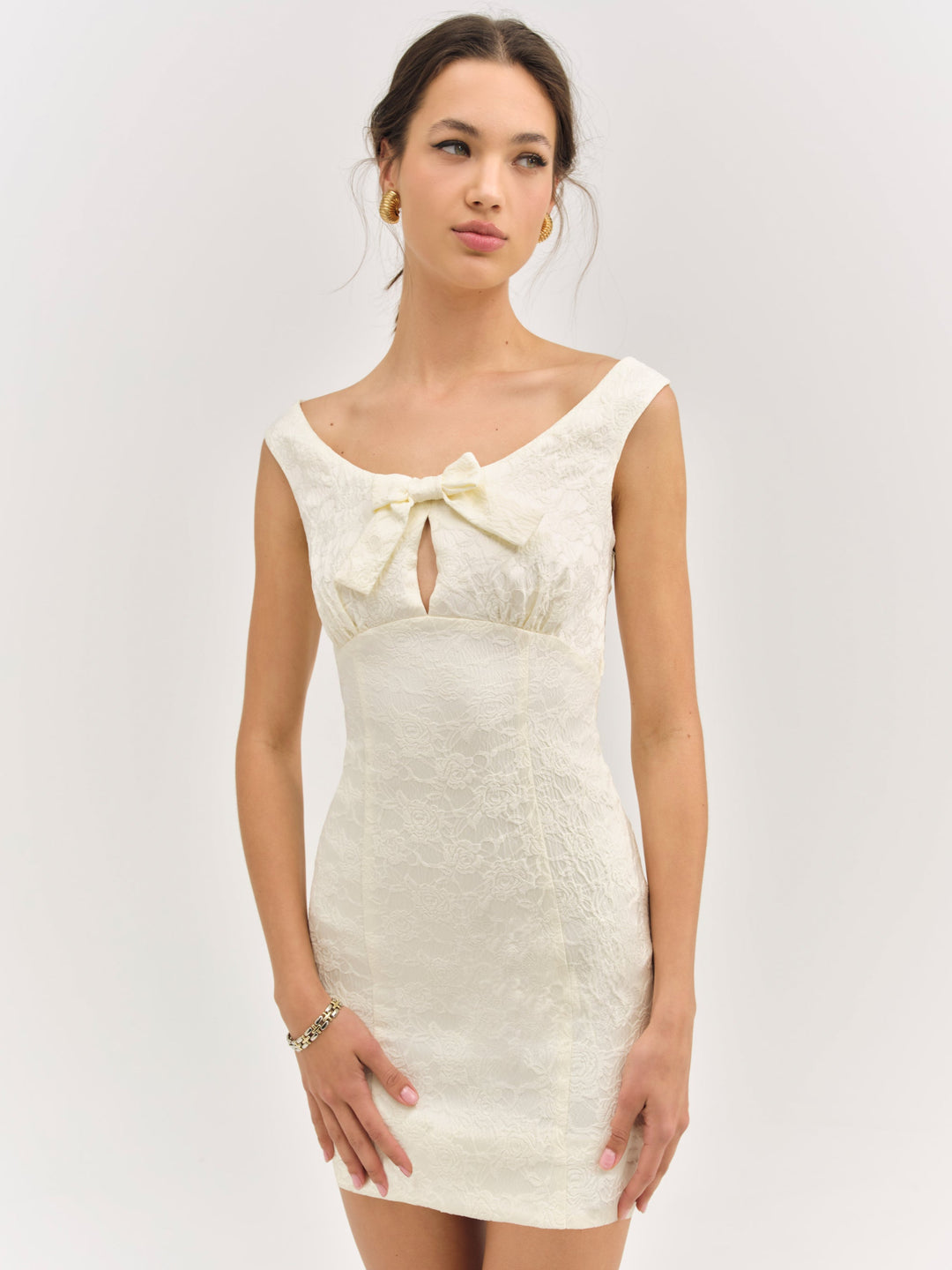 Rosie Jacquard Mini Dress - Cream | For Love and Lemons