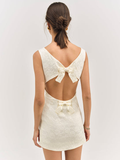 Rosie Jacquard Mini Dress - Cream | For Love and Lemons