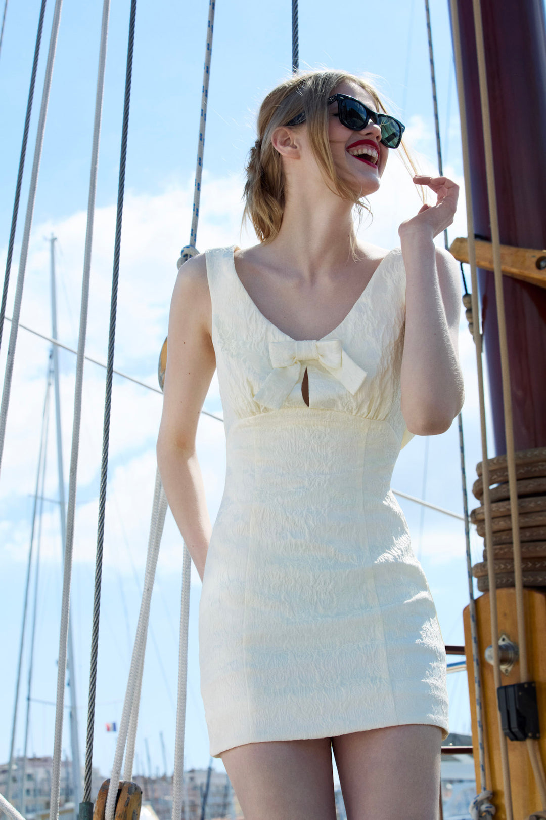 Rosie Jacquard Mini Dress - Cream | For Love and Lemons
