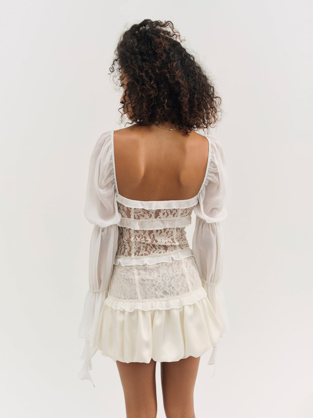 Lea Lace Long Sleeve Mini Dress - Cream | For Love and Lemons
