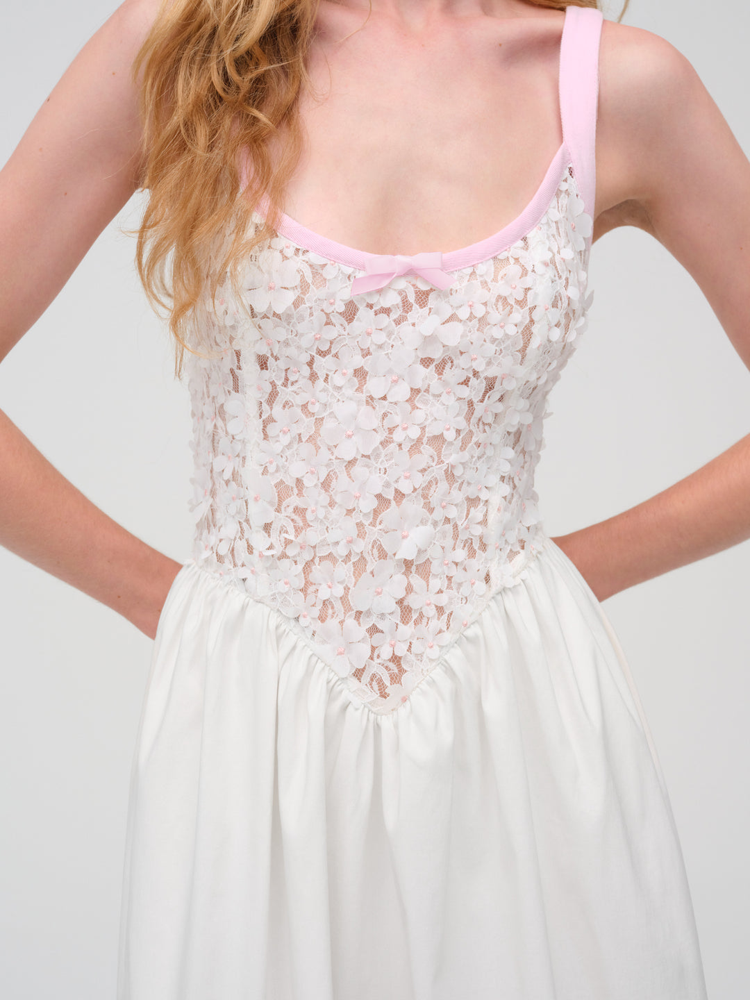 Stacked Blossom Lace Midi Dress - White | For Love and Lemons