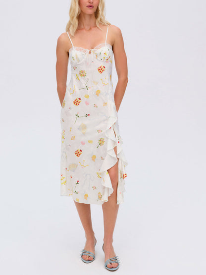 Chania Midi Dress - White | For Love and Lemons