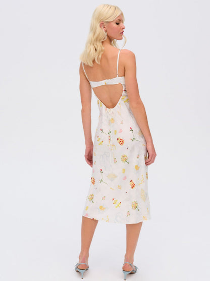 Chania Midi Dress - White | For Love and Lemons