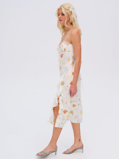 Chania Midi Dress - White | For Love and Lemons