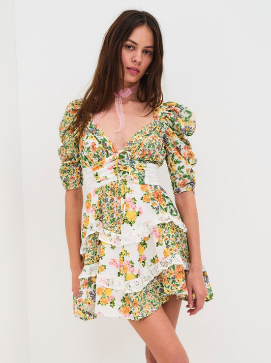 Rosalyn Mini Dress - Green - Marigold | For Love and Lemons