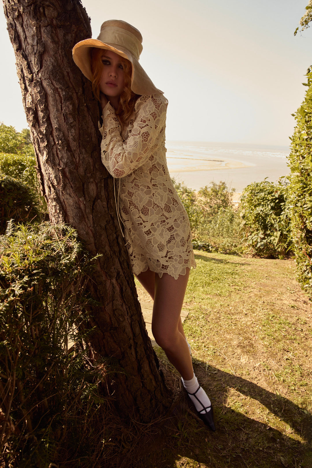 Coco Lace Long Sleeve Mini Dress - Cream | For Love and Lemons