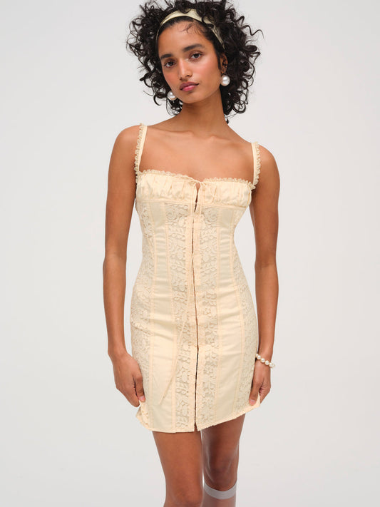 Lucy Lace Mini Dress - Buttercream | For Love and Lemons