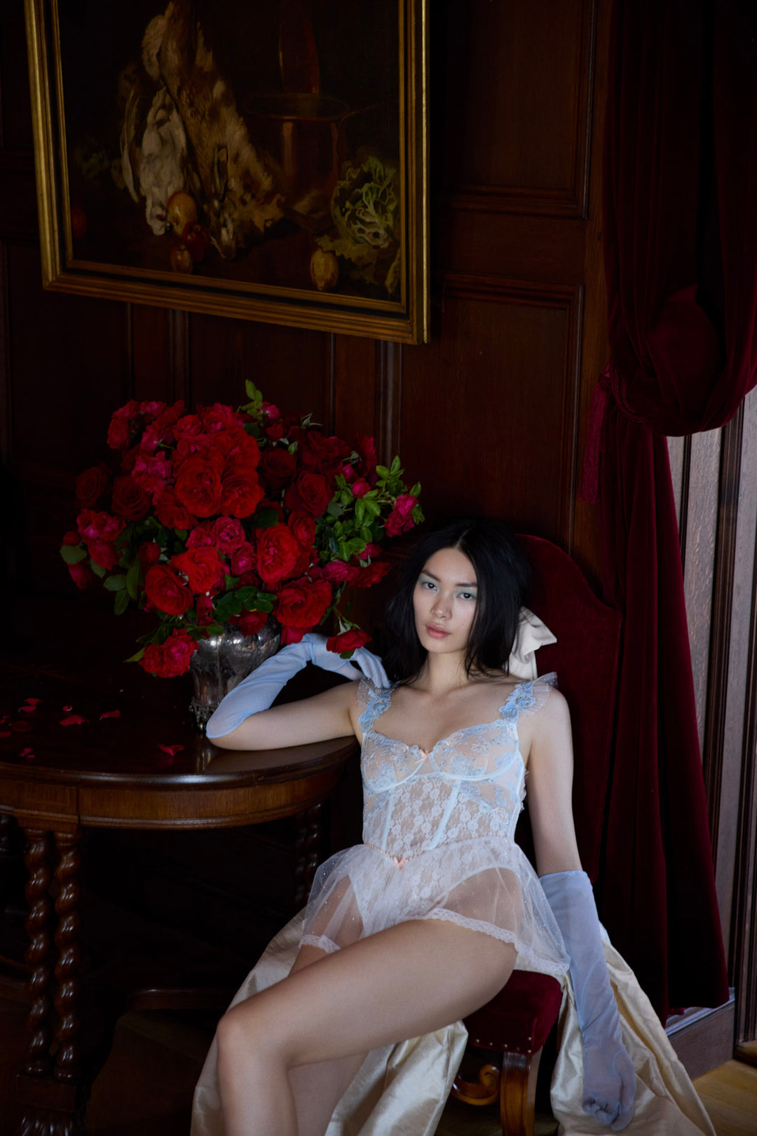 Winter Roses Romper - Blue | For Love and Lemons