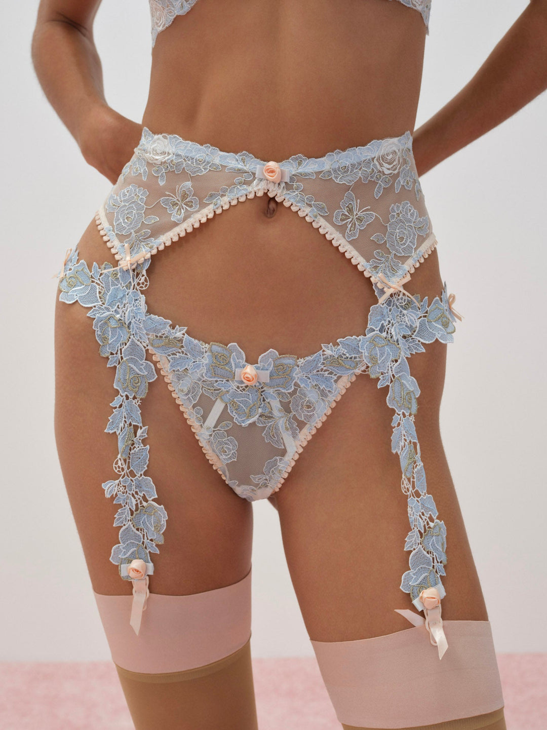 Winter Roses Garter Belt - Blue | For Love and Lemons