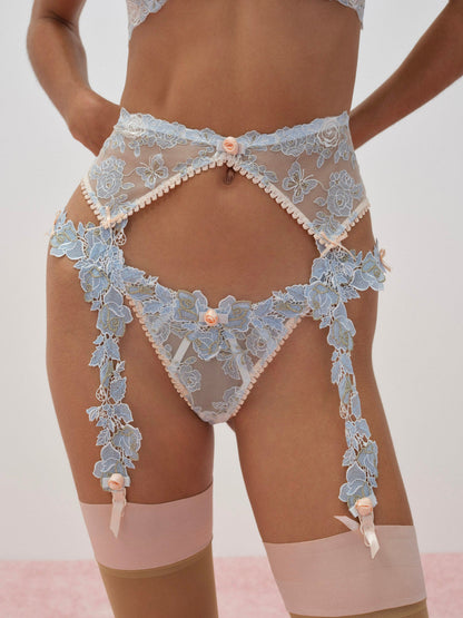 Winter Roses Garter Belt - Blue | For Love and Lemons